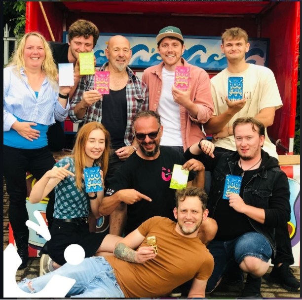 Mytchell with colleagues at The Fun Experts, marking more than 100 delivered events